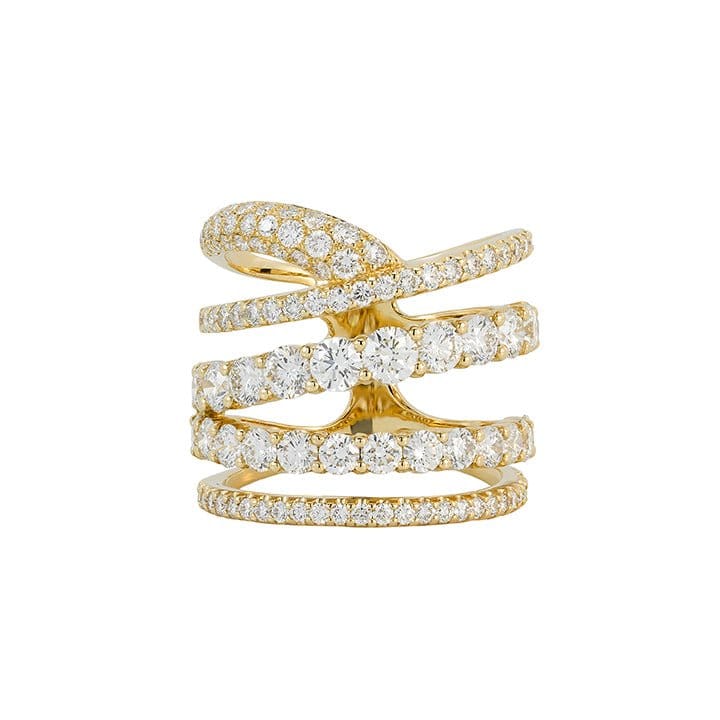 Etho Maria 18K Yellow Gold 5-Row Diamond Pave Ring - HR3450LH55766
