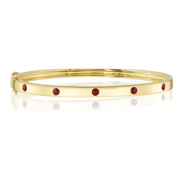 Shy Creation 14K Yellow Gold 0.38ctw Ruby Inlay Bangle Bracelet - SC55026273ZS