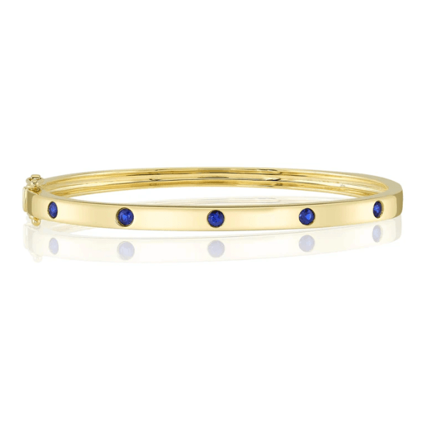 Shy Creation 14K Yellow Gold 0.38ctw Sapphire Inlay Bangle Bracelet - SC55026270ZS