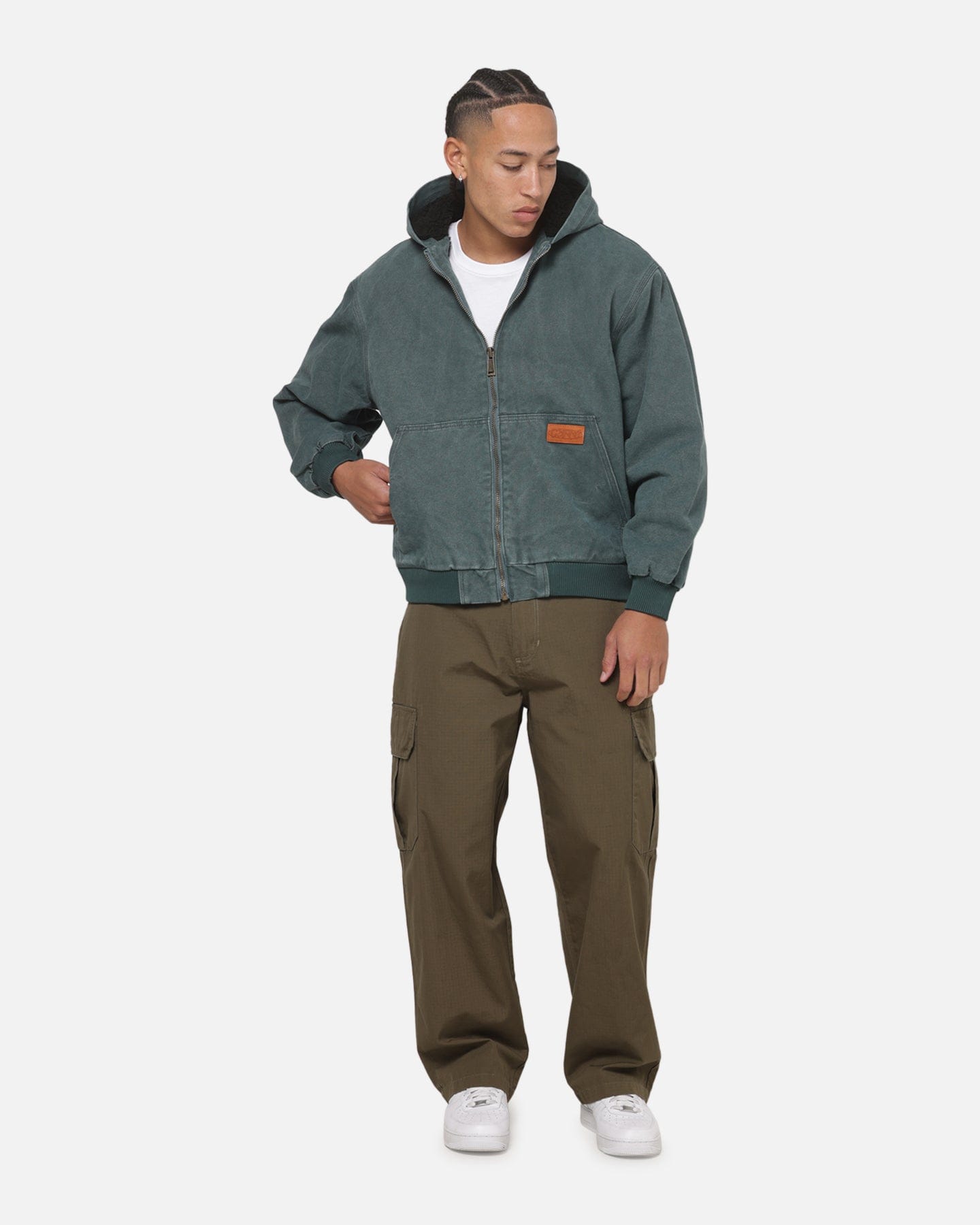 Carre Sherpa Lined Hoodie Forest Green