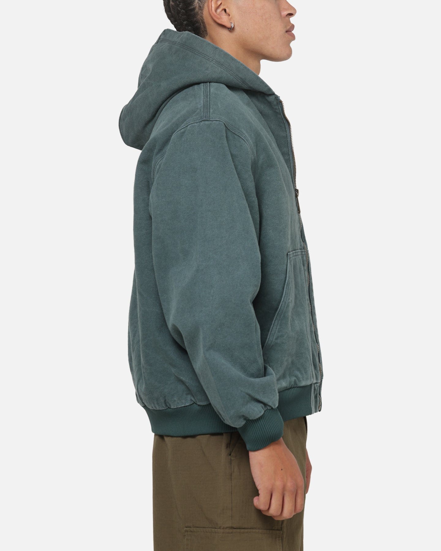 Carre Sherpa Lined Hoodie Forest Green