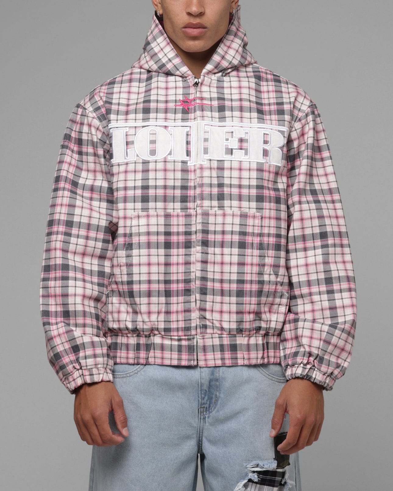 Loiter Racer Work Jacket Pink Plaid