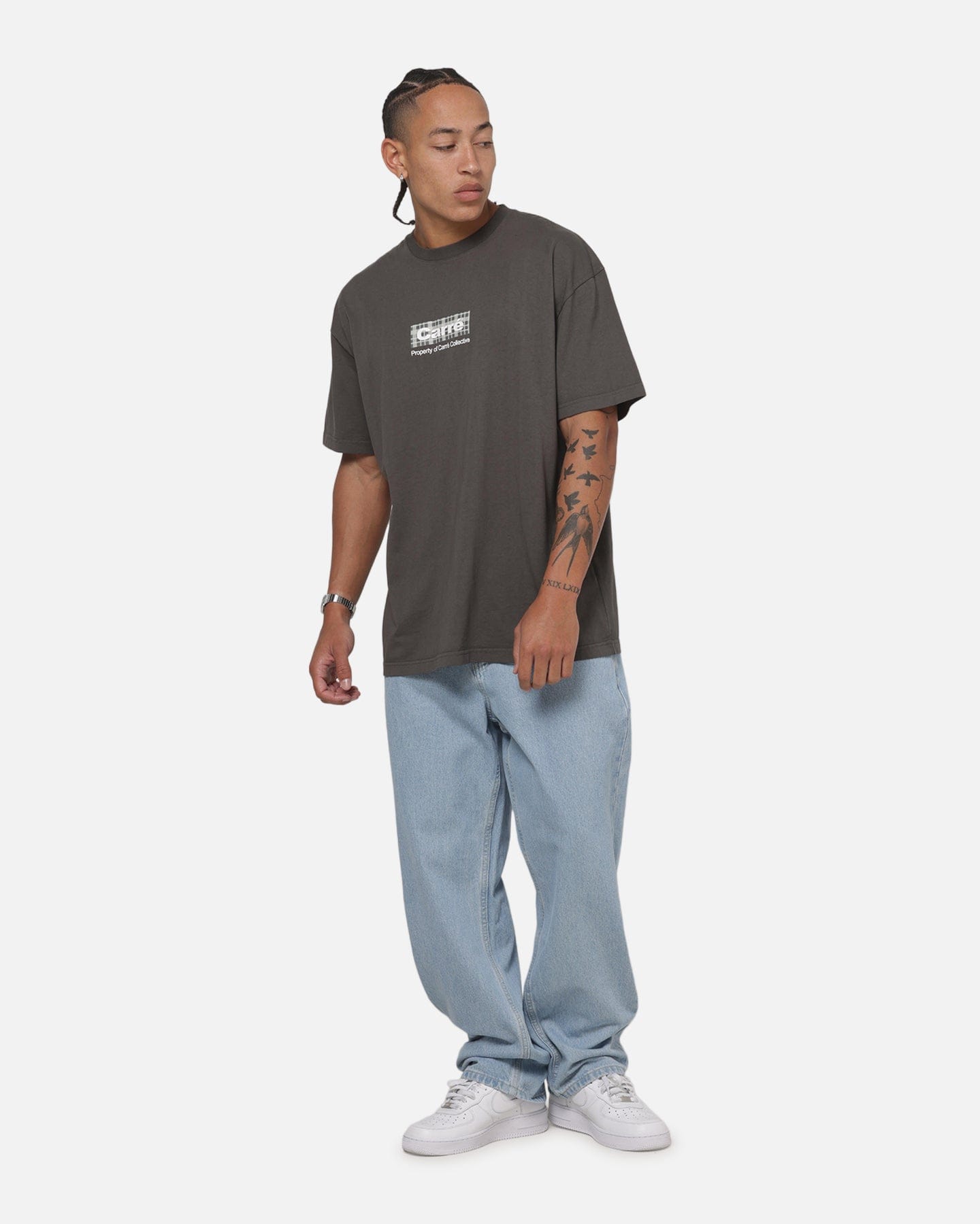 Carre Box Check T-Shirt Charcoal