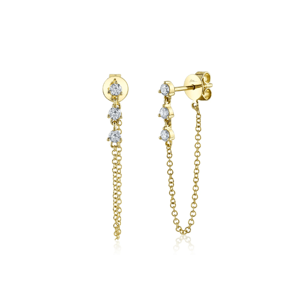 Shy Creation 14K Yellow Gold 0.29ctw Diamond Chain Earrings - SC55025031