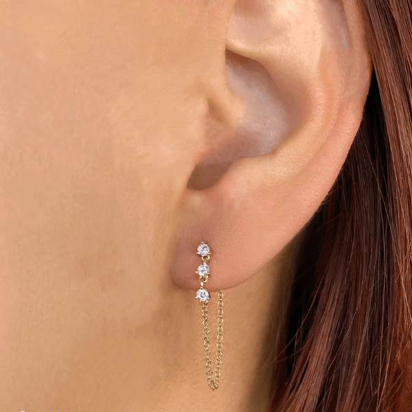 Shy Creation 14K Yellow Gold 0.29ctw Diamond Chain Earrings - SC55025031