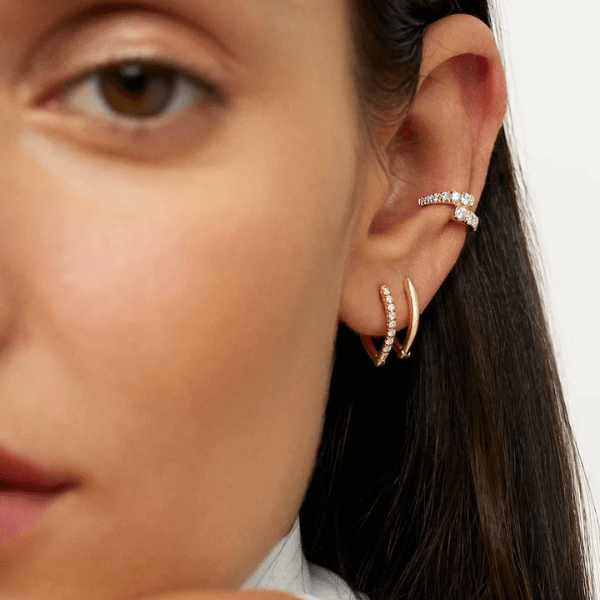 Melissa Kaye 18K Yellow Gold Cristina Small Diamond Hoop Earrings