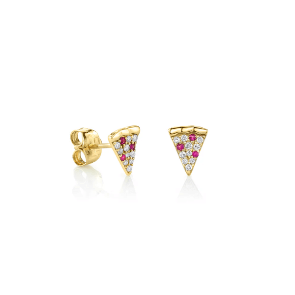 Sydney Evan Diamond & Ruby Pizza Earrings