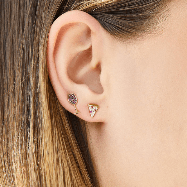 Sydney Evan Diamond & Ruby Pizza Earrings
