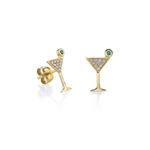 Sydney Evan 14k Yellow Gold & Diamond Martini Glass Earrings