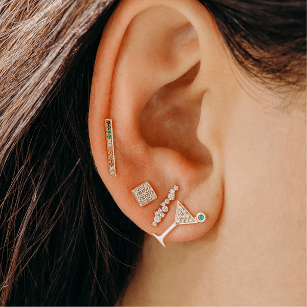Sydney Evan 14k Yellow Gold & Diamond Martini Glass Earrings