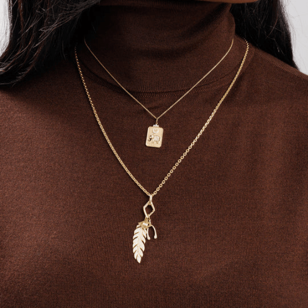 Sydney Evan 14k Yellow Gold & Diamond Elephant Tarot Card Necklace