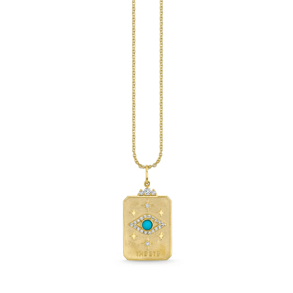 Sydney Evan 14k Yellow Gold & Diamond The Eye Tarot Card Necklace