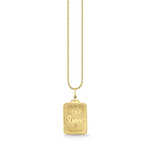Sydney Evan 14k Yellow Gold & Diamond Ruby Lovers Tarot Card Necklace