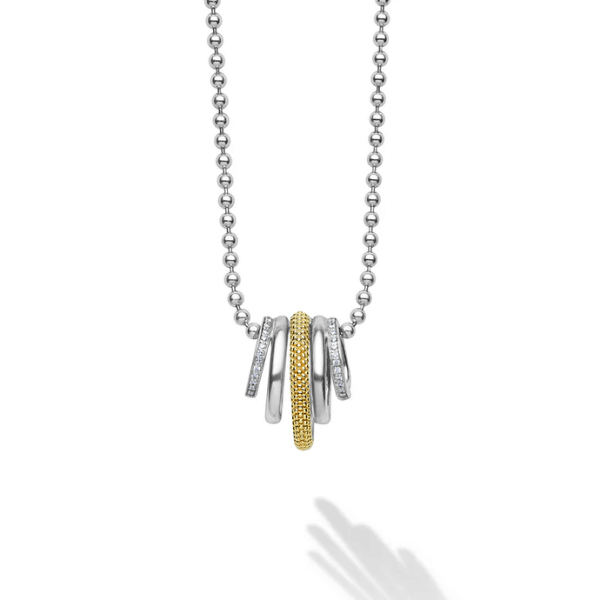 Lagos Two-Tone Five Ring Diamond Pendant Necklace - 04-81287-DDML