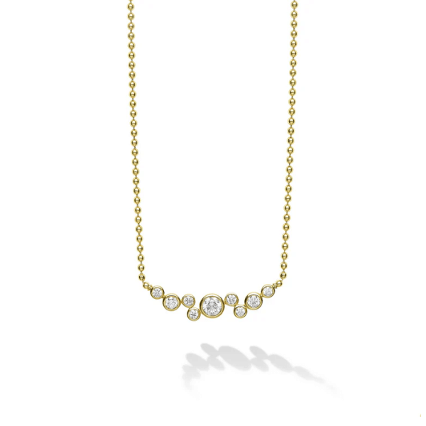 Lagos 18K Gold Nine Cluster Diamond Necklace - 04-10652-DDML