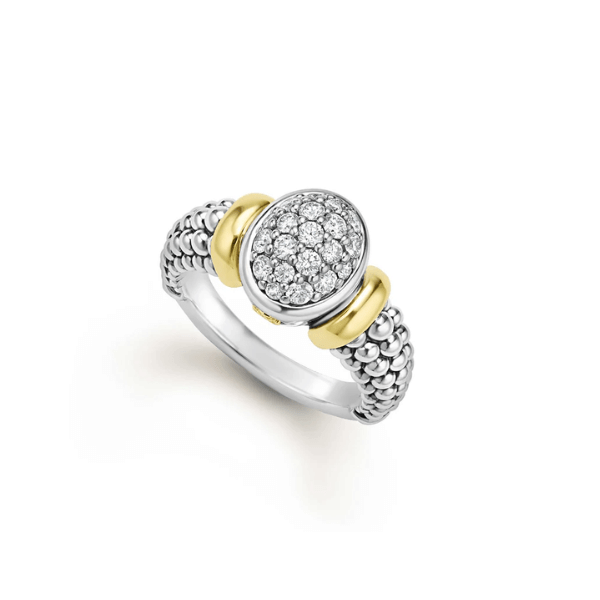 Lagos Two-Tone Oval Caviar Diamond Ring - 02-80829-DD7