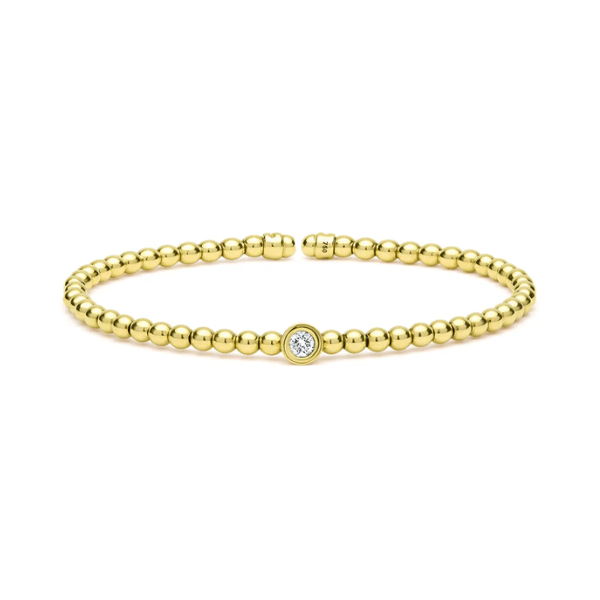 Lagos 18K Gold Caviar Beaded Diamond Cuff Bracelet - 05-10429-DD7