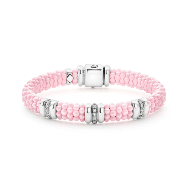Lagos Pink Three Station Diamond Caviar Bracelet - 05-81441-CP7