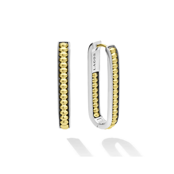 Lagos Large Two-Tone Linear Hoop Earrings - 01-82195-00