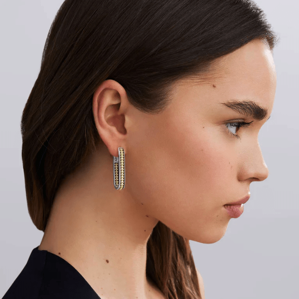 Lagos Large Two-Tone Linear Hoop Earrings - 01-82195-00