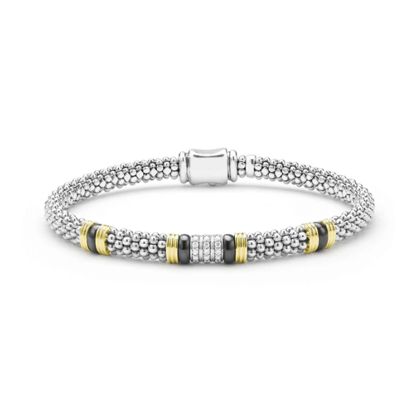 Lagos Two-Tone Black Ceramic Station Diamond Bracelet - 05-81543-CB7