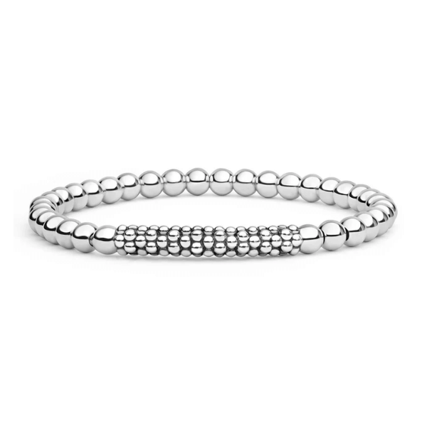 Lagos Silver Caviar Beaded Bar Stretch Bracelet - 05-81714-7