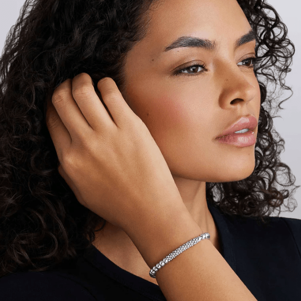 Lagos Silver Caviar Beaded Bar Stretch Bracelet - 05-81714-7