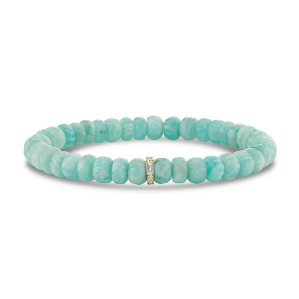 Sydney Evan Gold & Diamond Rondelle on Amazonite Bead Bracelet