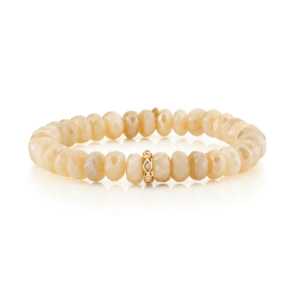 Sydney Evan Gold & Diamond Rondelle on Moonstone Bead Bracelet
