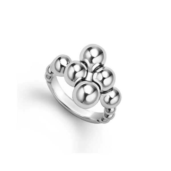 Lagos Silver Beaded Cross Over Ring - 03-80802-7