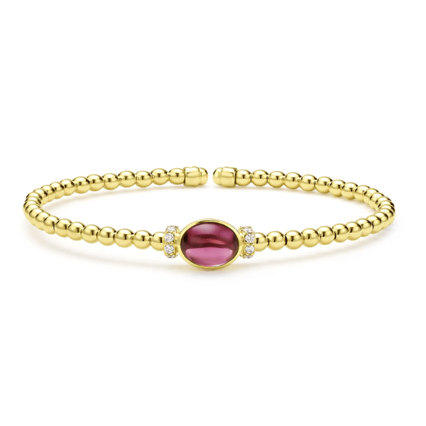 Lagos 18K Gold & Rhodolite Garnet Caviar Cuff Bracelet - 05-10428-H7