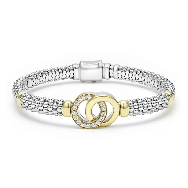 Lagos Two-Tone Interlocking Diamond Caviar Bracelet - 05-81479-DD7