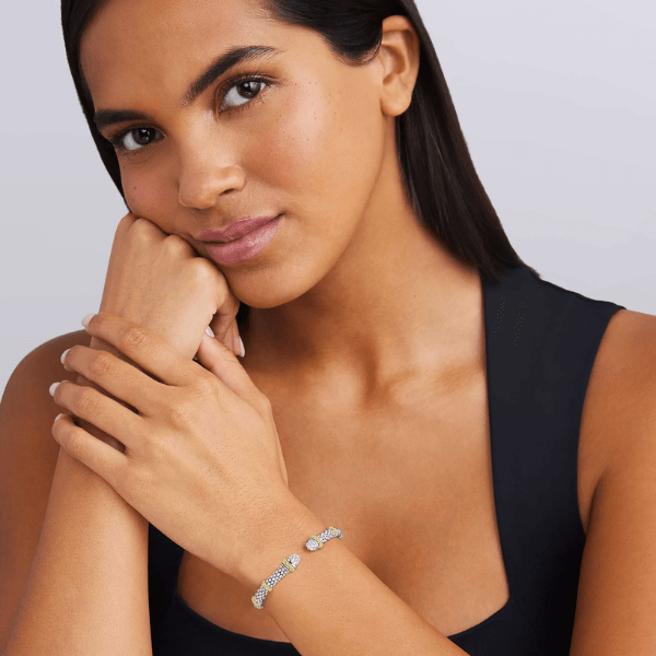 Lagos Two-Tone Caviar Diamond Versa Torque Bracelet - 05-81677-DD7