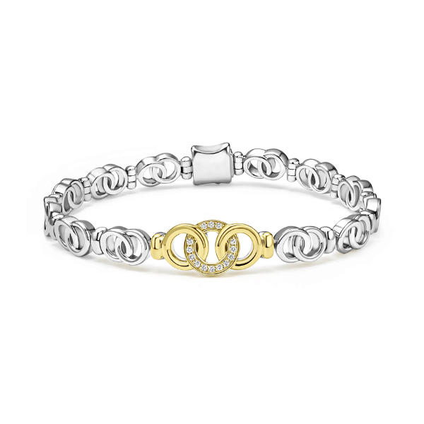 Lagos Two-Tone Petite Interlocking Diamond Link Bracelet - 05-81583-DD7