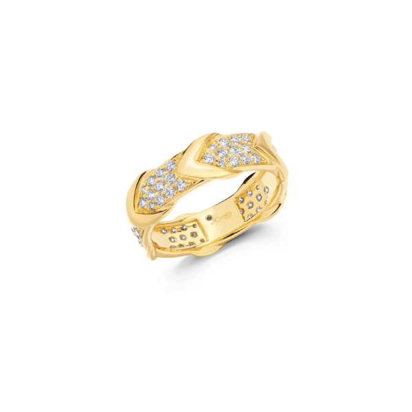 Graziela 18K Gold Diamond Chevron Rein Ring - EQR107D-1
