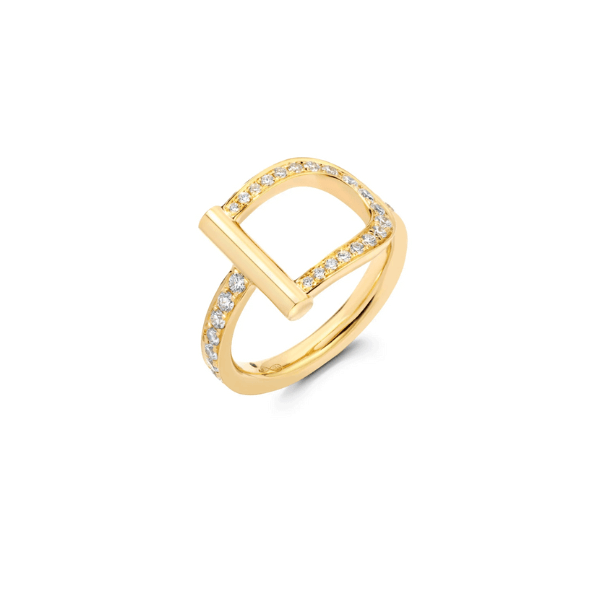Graziela 18K Gold Diamond Stirrup Ring - EQR-112D