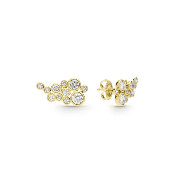 Lagos Fizz 18K Gold Eleven Diamond Cluster Stud Earrings - 01-11302-DD