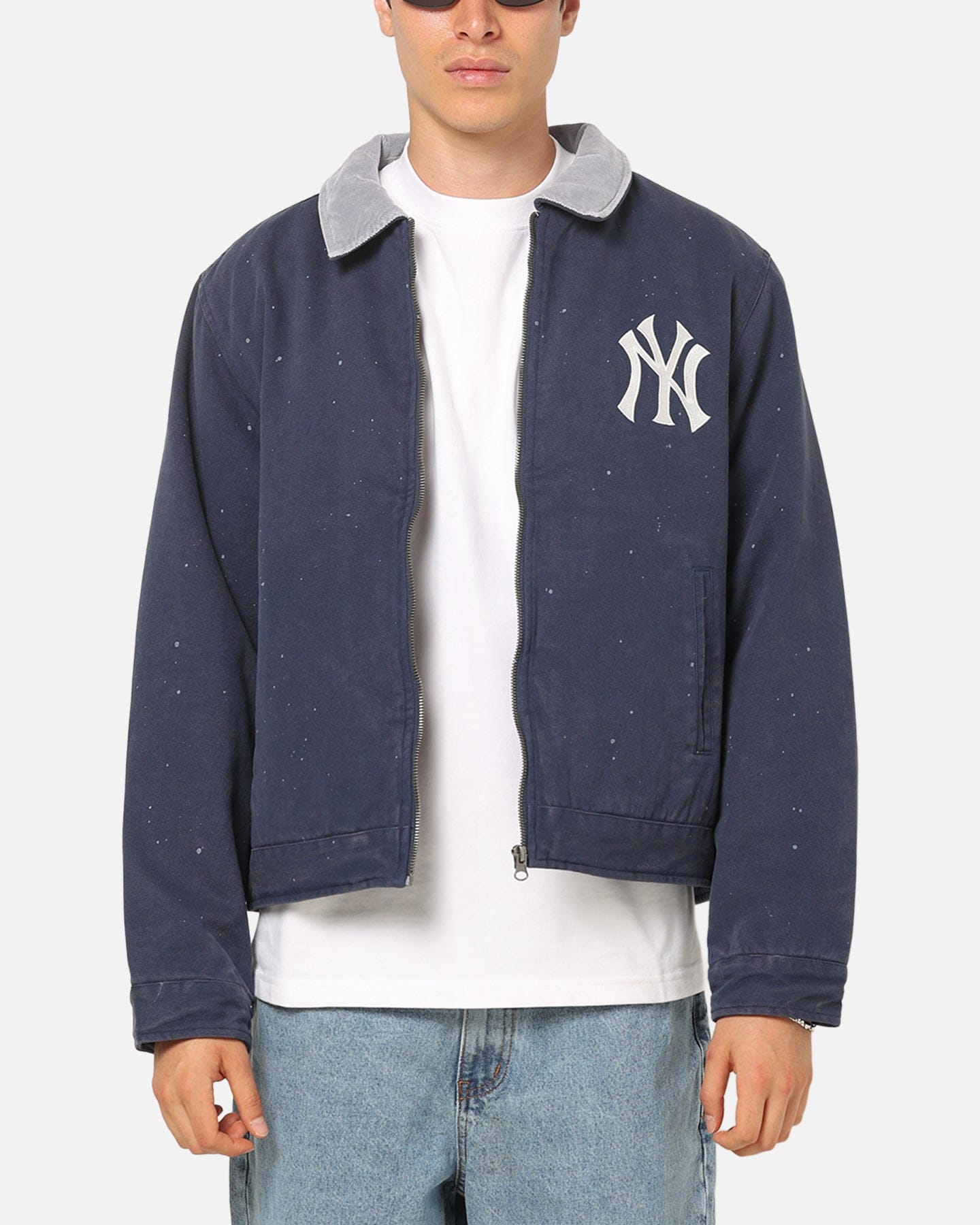Majestic Athletic New York Yankees Paint Splat Carpenter Jacket Indigo