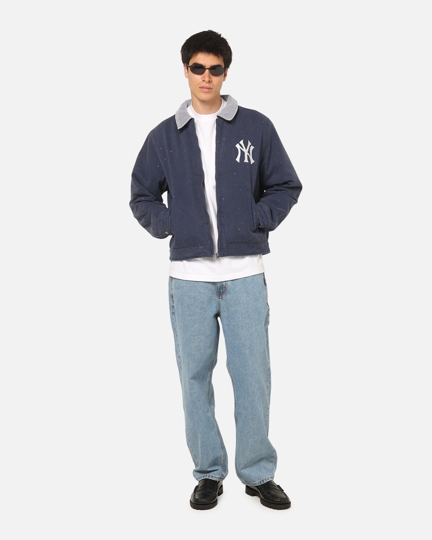Majestic Athletic New York Yankees Paint Splat Carpenter Jacket Indigo
