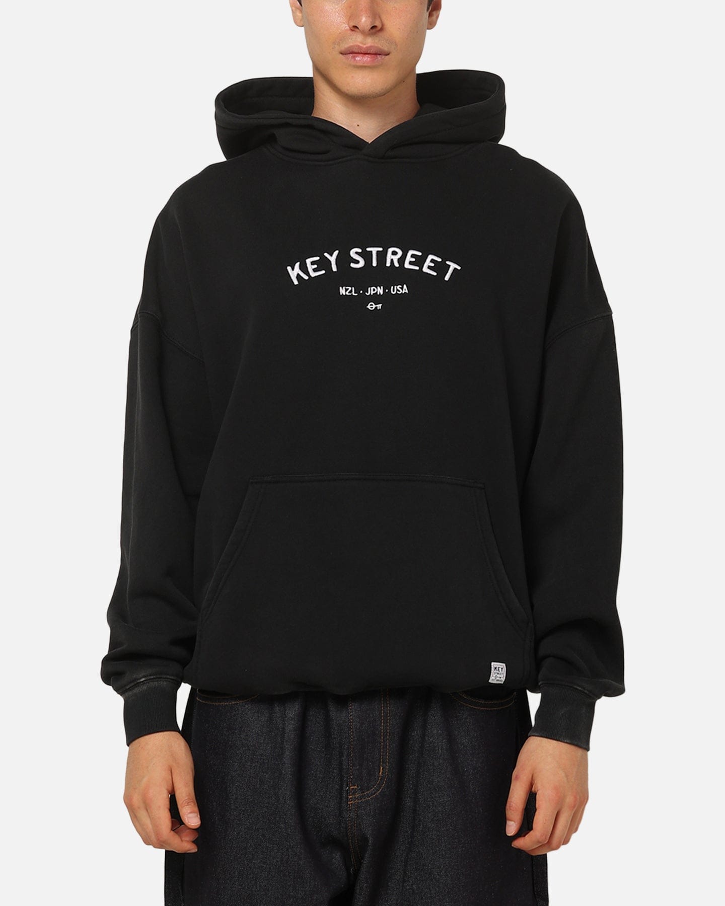 Key Street Low Standards Hoodie Black Acidwash