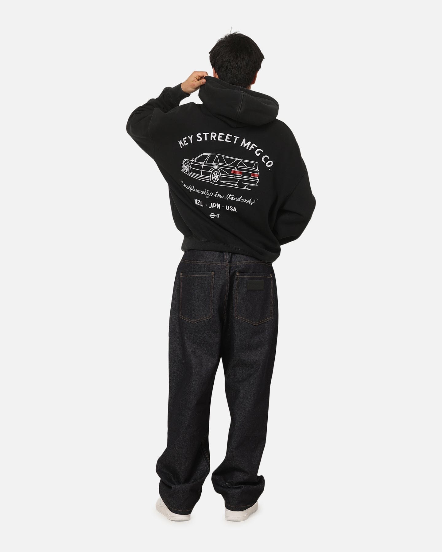 Key Street Low Standards Hoodie Black Acidwash