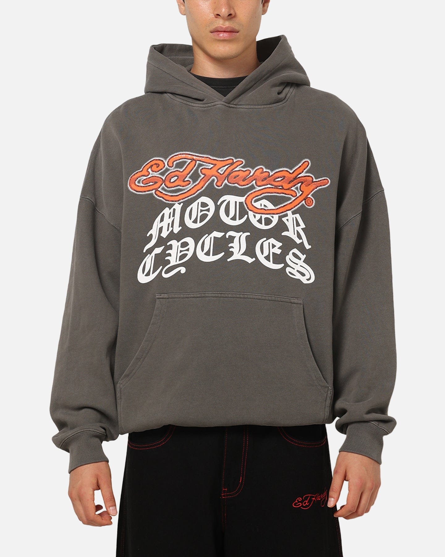 Ed Hardy Happy Motors Hoodie Washed Charcoal