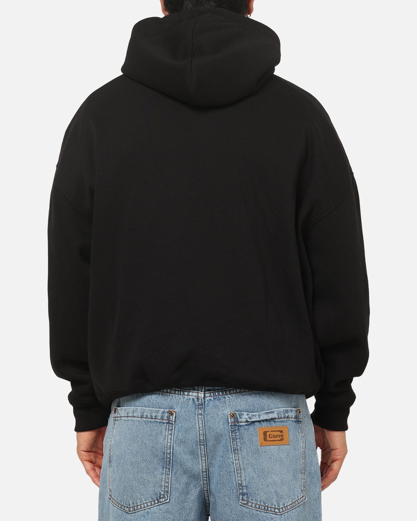 Carre Plaid Oval Hoodie Solid Black