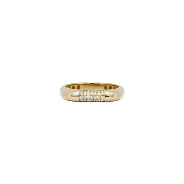 Jacquie Aiche 14K Yellow Gold Diamond Center Rounded Flat Top Ring - 2302046