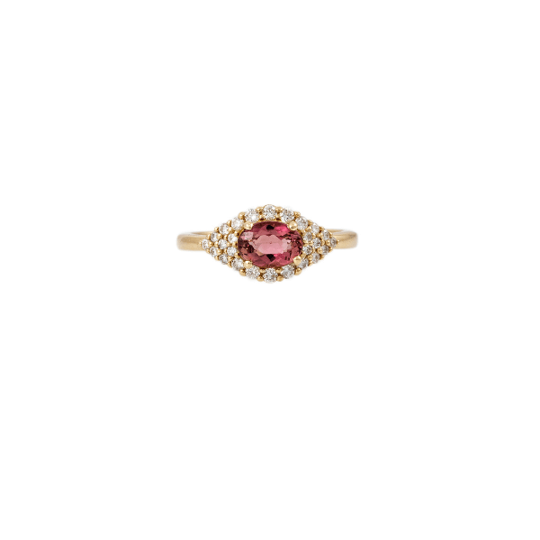 Jacquie Aiche 14K Yellow Gold Pink Tourmaline "Evil Eye" Ring - 2201042