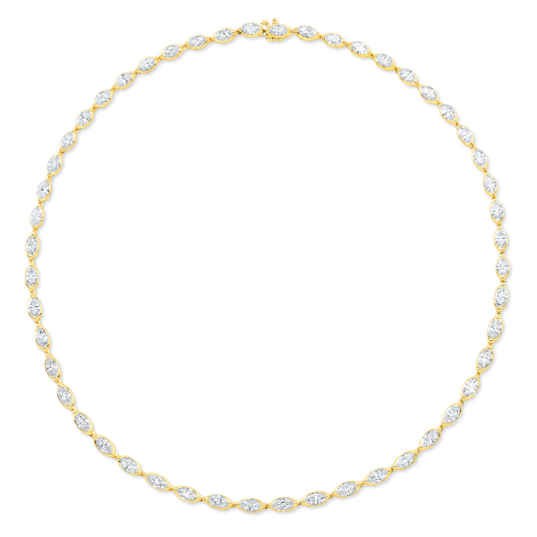 Rahaminov 18K Yellow Gold 14.52ctw Marquise Diamond Tennis Necklace - NK-8390