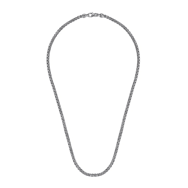 Gabriel & Co. Fashion Gabriel & Co. 925 Sterling Silver Solid Men's Round Box Chain Necklace - NKM2141-22SVJJJ