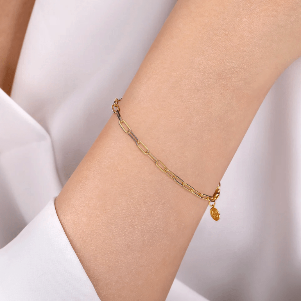 Gabriel & Co. Fashion Gabriel & Co 14K Yellow Gold 7 inch Hollow Paperclip Chain Bracelet - TB4674Y4JJJ