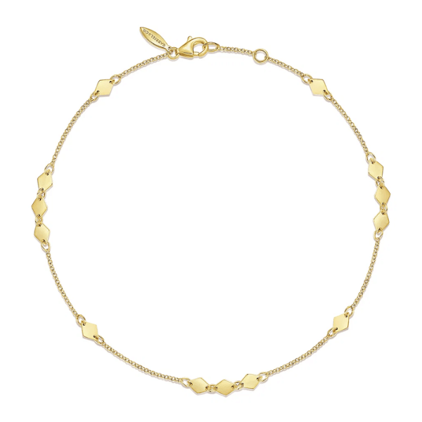 Gabriel & Co. Fashion Gabriel & Co 14K Yellow Gold Chain Bracelet with Diamond Shaped Stations - AB943Y4JJJ