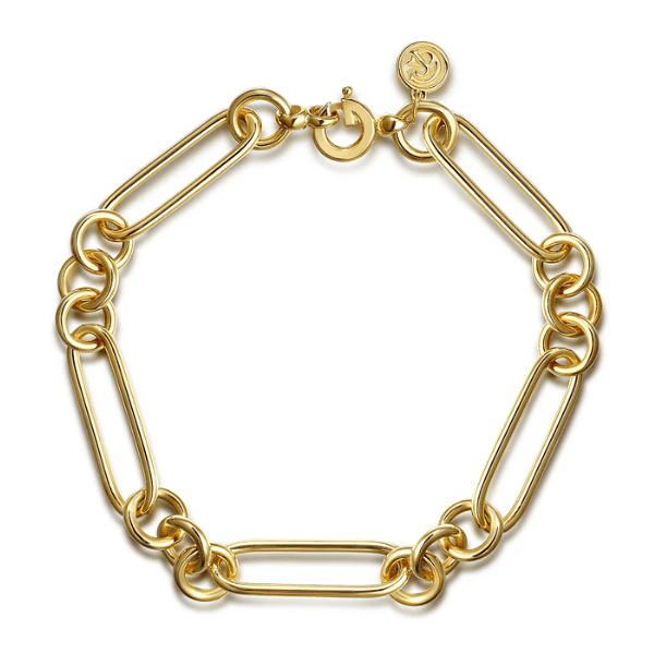Gabriel & Co. Fashion Gabriel & Co 14K Yellow Gold Hollow Tube Link Chain Bracelet - TB4933-75Y4JJJ